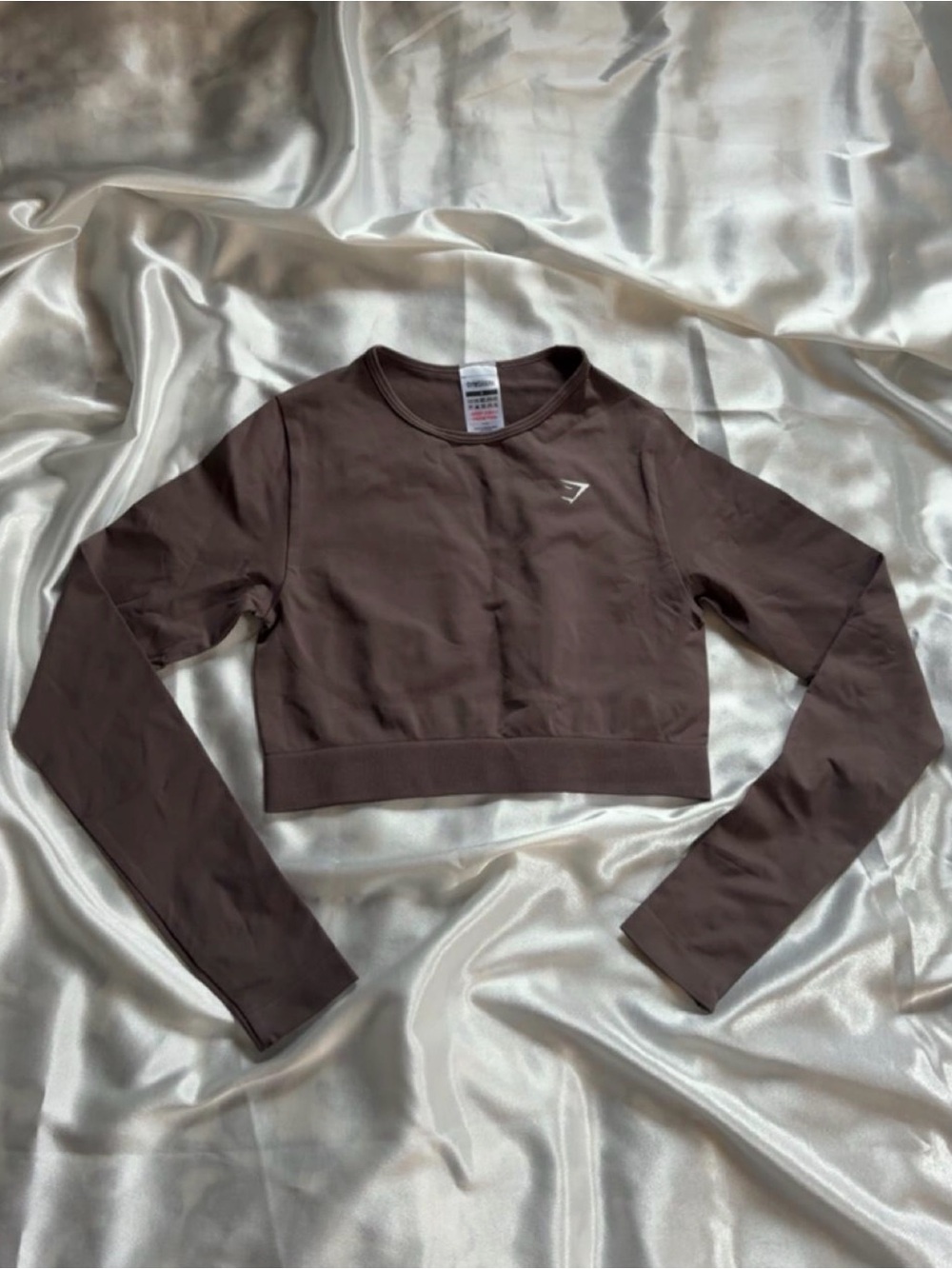 Gymshark Cropped Long Sleeve Top in Chocolate Brown